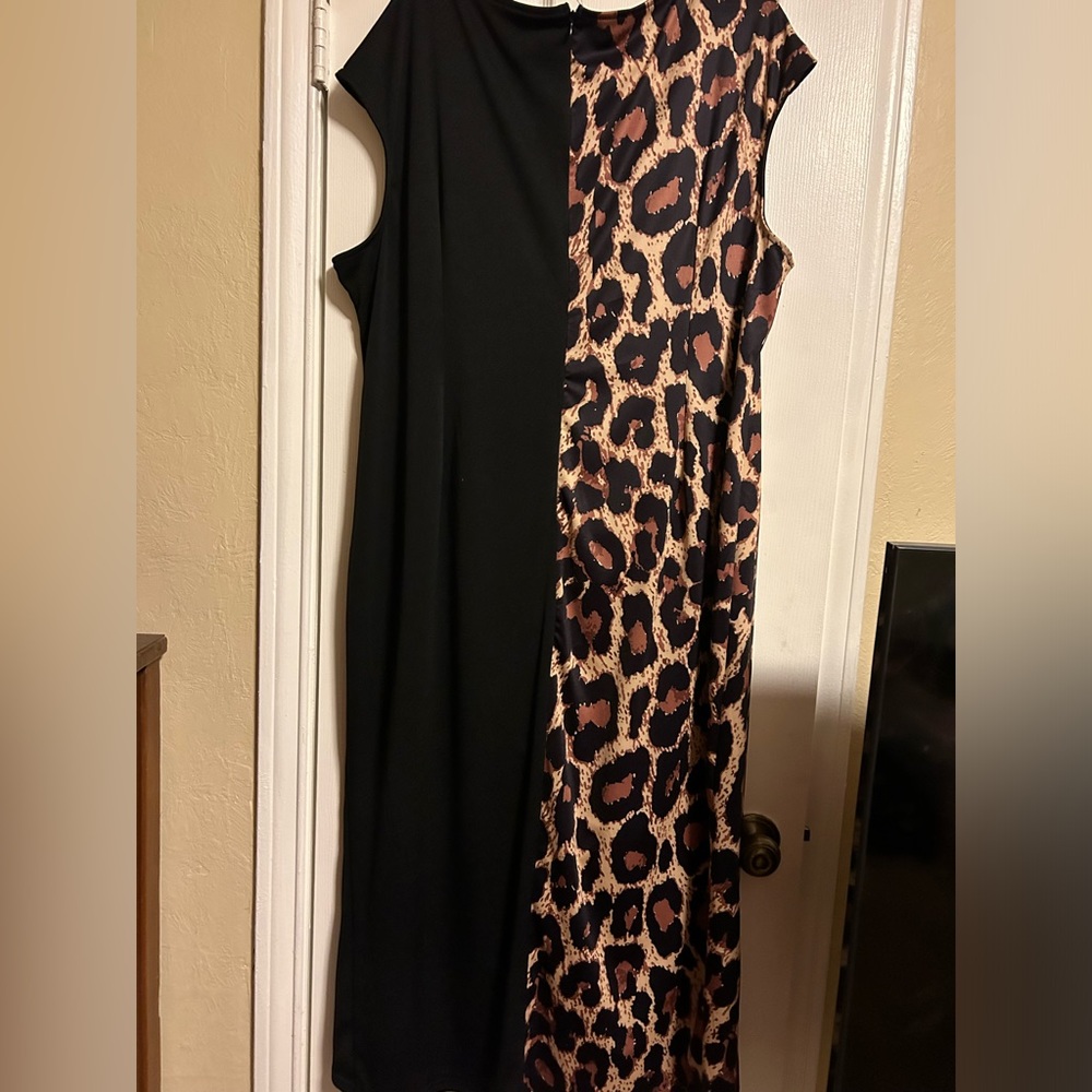 Animal print and black plus size dress